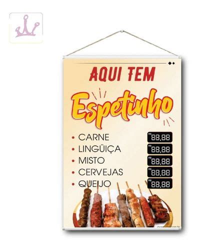 Placa Banner Espetinho Assado Churrasco 60x40cm Decoração R 39 9 em