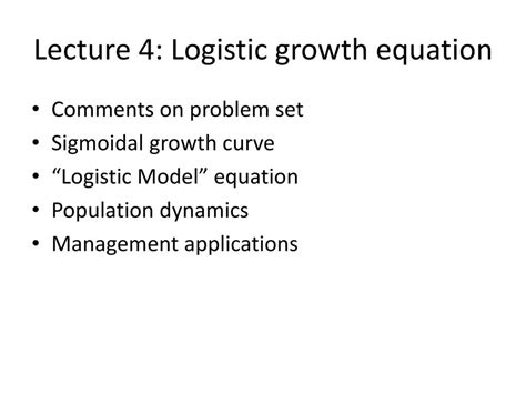 Lecture 4 Logistic Growth Equation Ppt Download