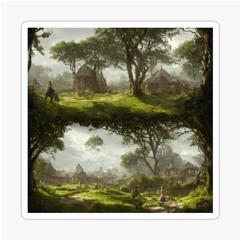 "Tolkien - The shire concept art" Sticker for Sale by jonspatterns ...