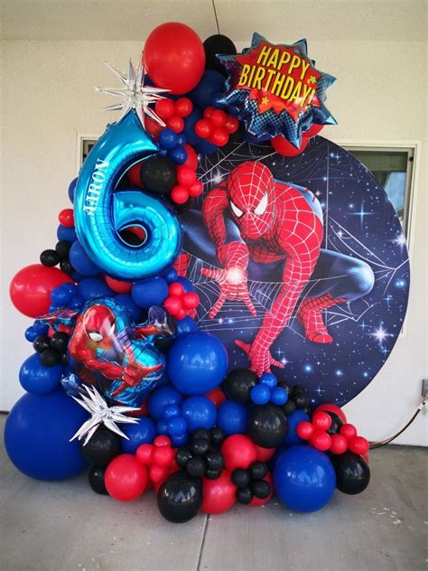 Spiderman Balloon Set Up Spiderman Birthday Party Avengers Birthday