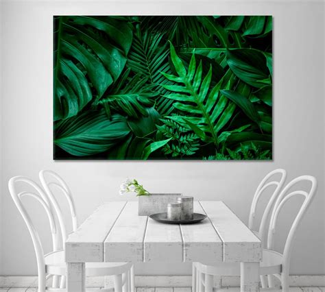 Bright Green Leaves Wall Art Decor Print Botanical Canvas for | Etsy