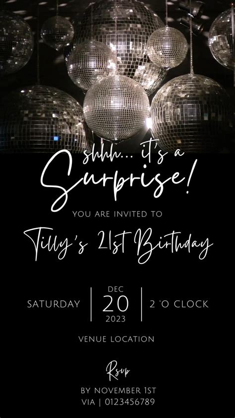 Disco Birthday Invitation Disco Ball Invite Dance Birthday Party