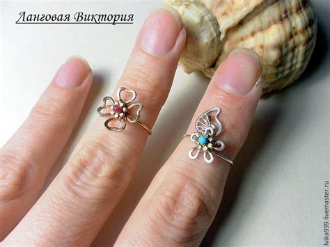 Кольцо на палец ноги "Цветочек", бирюза, wire wrap в интернет-магазине ...