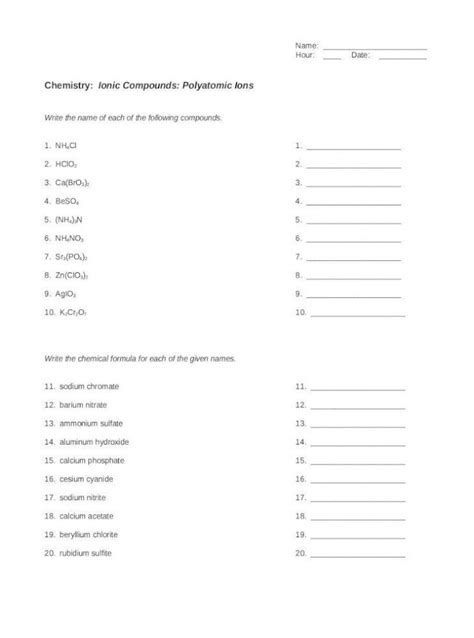 Ions And Ionic Compounds Worksheet Answer Key