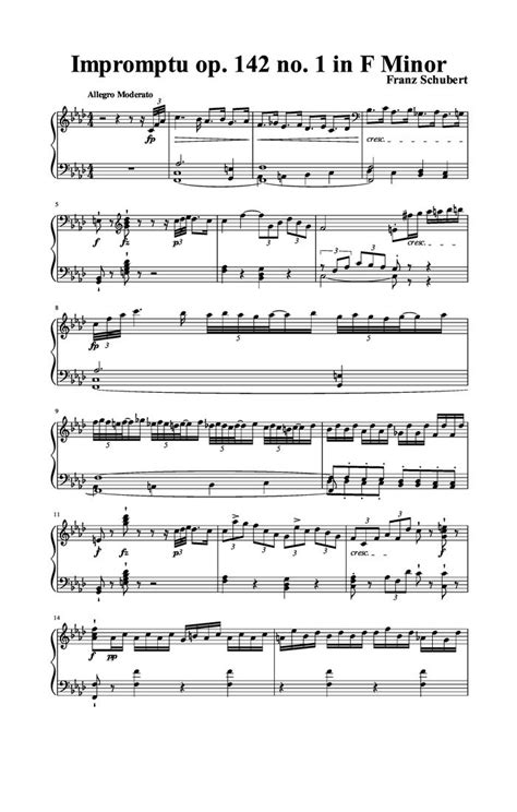 Impromptu op 142 no. 1 in F Minor free sheet music by Schubert | Pianoshelf