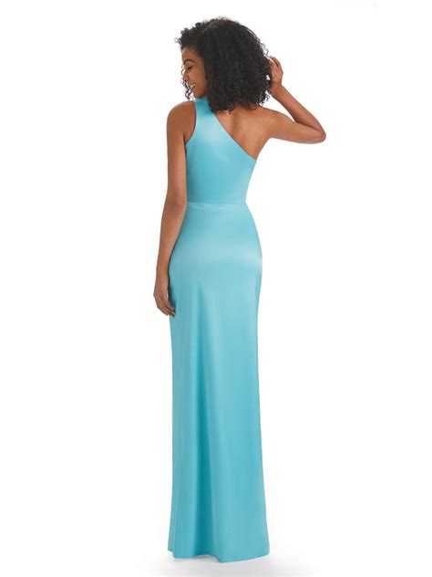 Sexy Soft Satin Side Slit One Shoulder Pleats Floor Length Mermaid