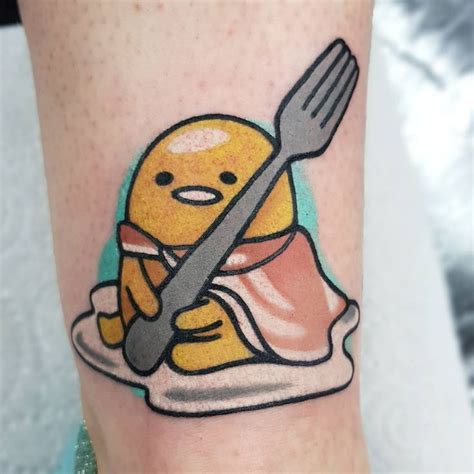 A Cartoon Character With A Fork And Knife On His Leg That Has Been