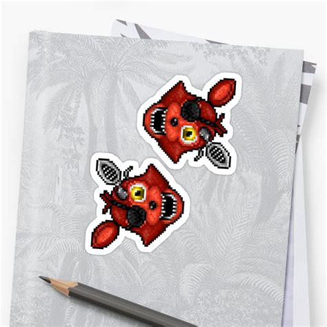 Adventure Withered Foxy Fnaf World Pixel Art Stickers By