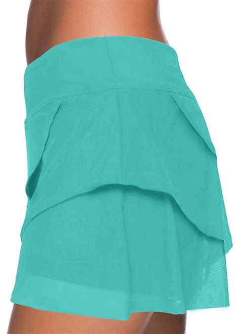 Rotita Cyan Layered High Waisted Swim Skirt Rotita Usd