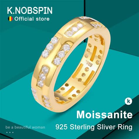 Knobspin D Vvs Full Moissanite Ring Gra Certified Sliver Plated K