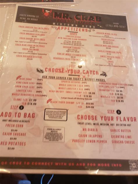 Menu At Mr Crab Seafood Boils Restaurant Reno