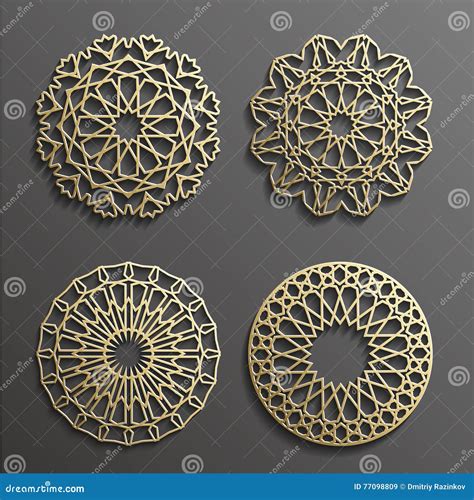 Islamic Ornament Vector Persian Motiff 3d Ramadan Round Pattern