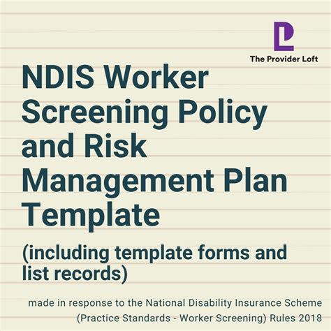 Ndis Worker Screening Policy And Risk Management Plan Template