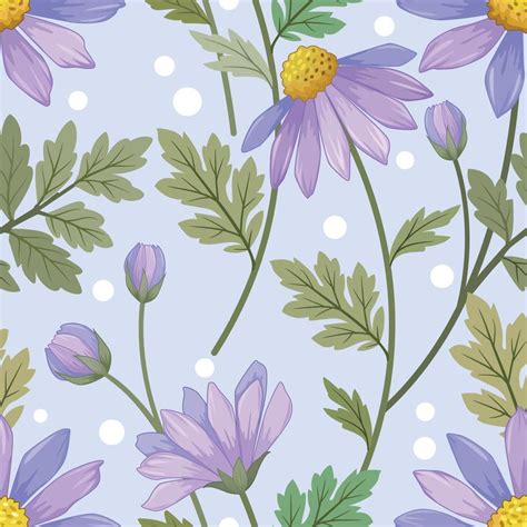 Beautiful Purple Flowers Seamless Pattern 19604686 Vector Art At Vecteezy