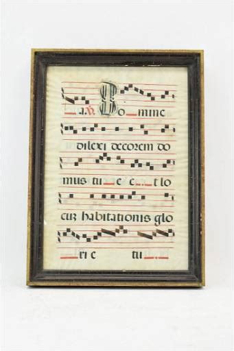 Antique Framed Antiphonal Chant Manuscript Leaf Aug 25 2022 Nye