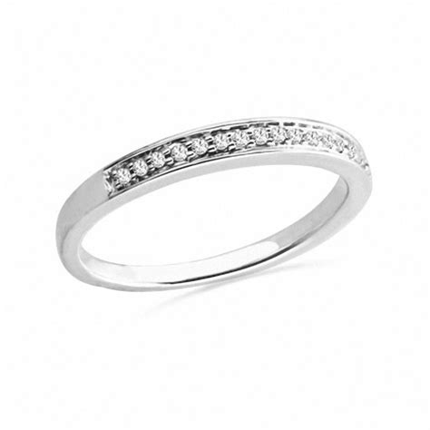 1 10 Ct T W Diamond Wedding Band In 10k White Gold Zales