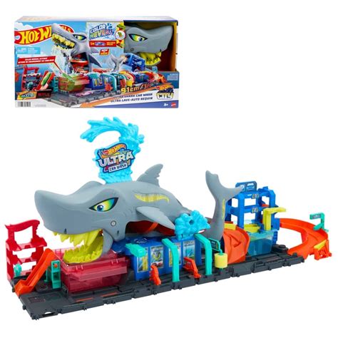 HOT WHEELS Hot Wheels City Pista Juguete Lavado De Autos Mega Tiburón falabella