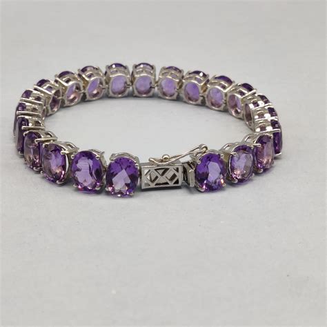 Silver Bracelet Natural Amethyst Bracelet 925 Sterling Etsy