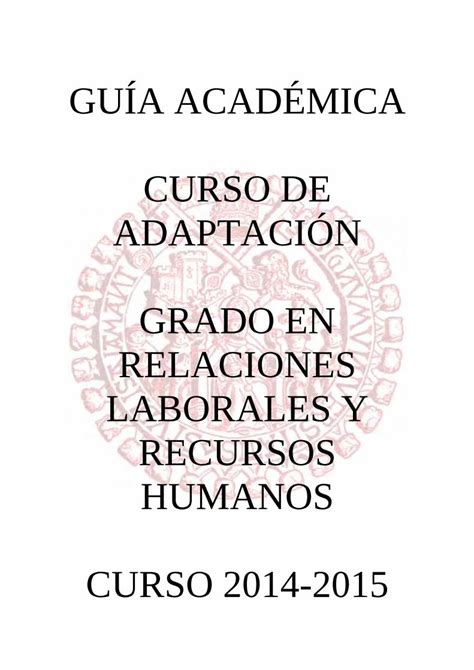 PDF GUÍA ACADÉMICA CURSO DE ADAPTACIÓN GRADO EN 20 de Adaptación