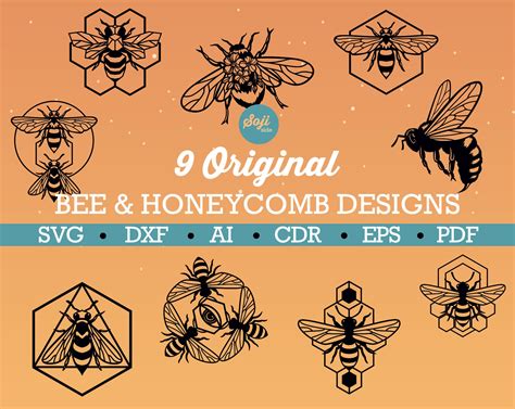 Buy Bees Svg Bundle Bee Dxf Laser Cut Files Geometric Bee Svg Online In