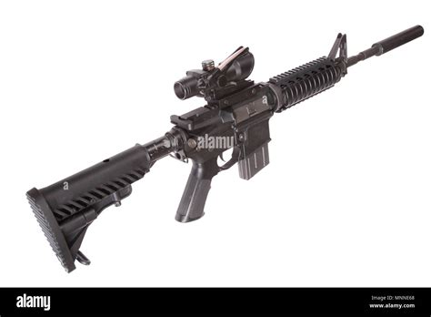 M4 Rifle With Silencer Isolated On A White Background Stock Photo Alamy