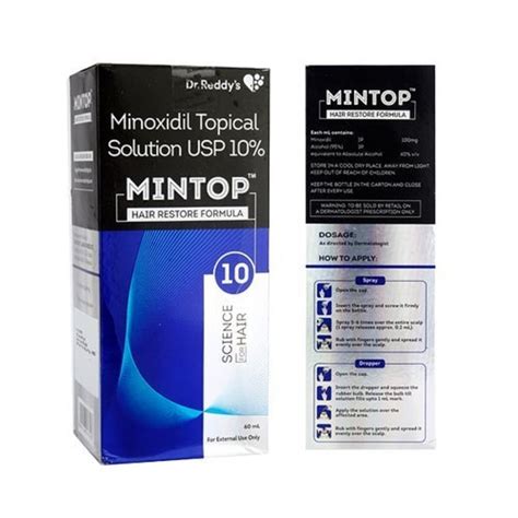 Mintop 10 Minoxidil Topical Solution For Hair Loss Packaging Size 60