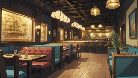 Restaurant Eatery with Wooden Furniture Graphic Novel Anime Manga ...