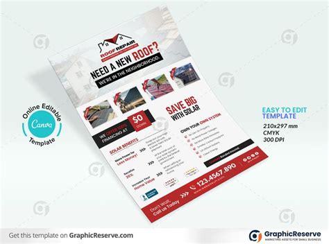 Roof Repairing Service Flyer Design Canva Template Templates Flyer