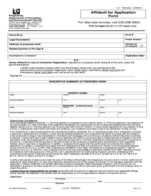 Fillable Online Your Kingcounty Affidavit For Application Your