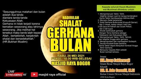 Masjid Raya Kota Bogor Akan Gelar Shalat Gerhana Bulan Besok Malam