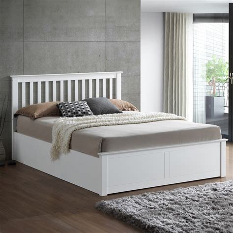 Malmo Small Double White Wooden Ottoman Bed Frame Wilko