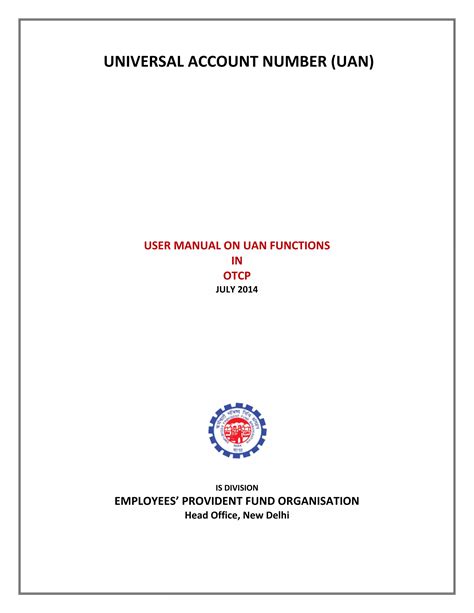 UNIVERSAL ACCOUNT NUMBER UAN Manual PDF