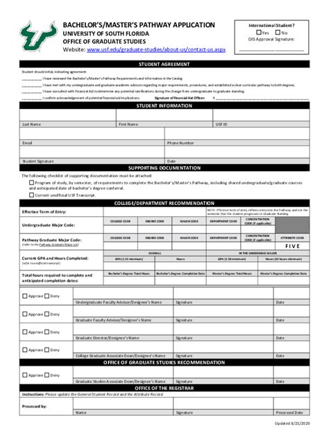 Fillable Online Bachelorsmasters Pathway Application Fax Email Print