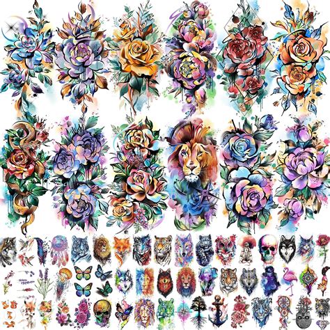 Amazon Cerlaza Large Temporary Tattoos For Women Girls Flower