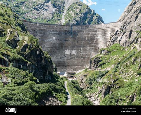 Lake Grimsel Concrete Dam Of The Grimsel Alpine Hydroelectric Power