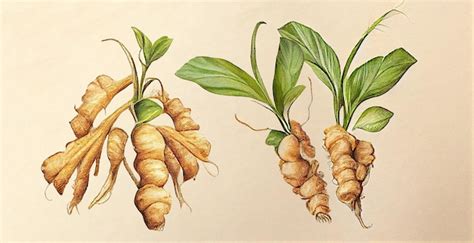 Premium Photo Ginger Zingiber Officinale Botanical Illustration On