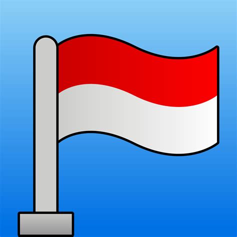 Indonesian Flag With Outline Icon Vector Illustration Waving Flag