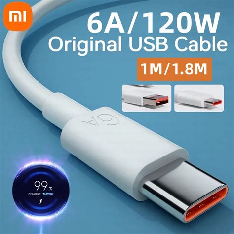 Original Xiaomi 6a Usb Type C Cable Charger 120w Turbo Tipo Fast Charging For Mi 13