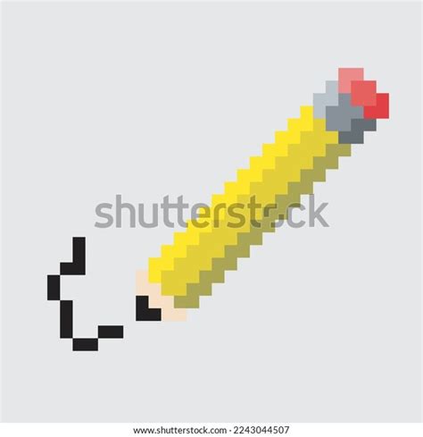 Pencil Illustration Pixel Art Stylepencil Isolated Stock Vector ...