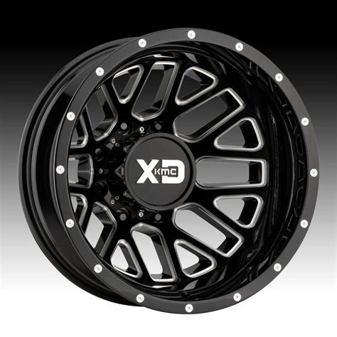 XD Series XD843 Grenade Dually Gloss Black Milled Custom Wheels Rims