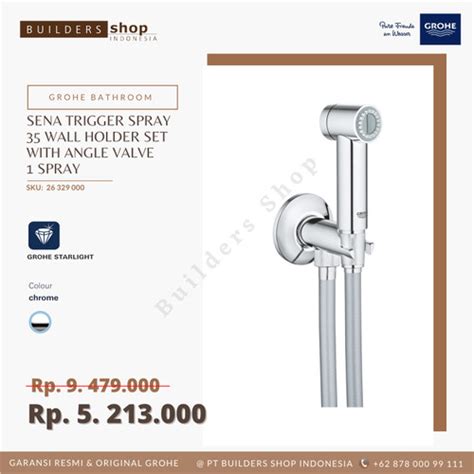 Jual GROHE 26329000 Sena Trigger Spray 35 Wall Holder Set With