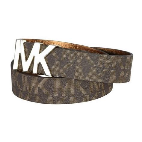 Michael Kors Michael Kors Signature Logo Belt With Mk Logo Plaque Brown Extra Large