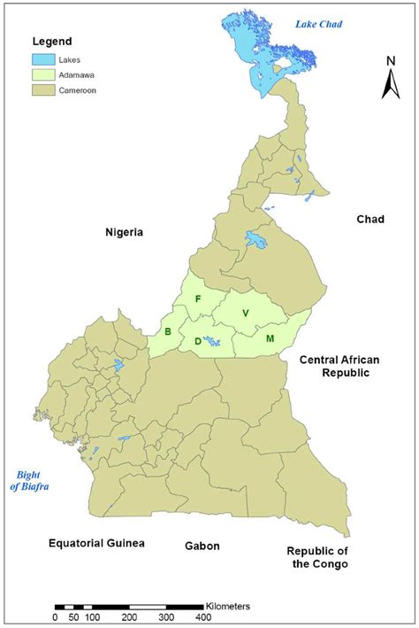 Political Map Of Cameroon Showing The Adamawa Region And The Five