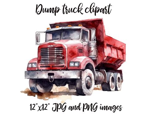 Dump Truck Clipart, Dump Truck Watercolor, Dump Truck Image, Vehicle ...