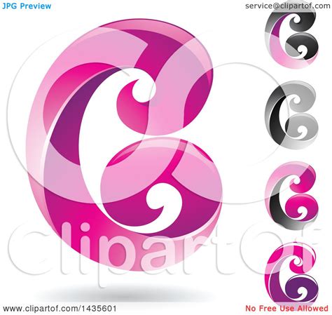 Clipart Of Floating Abstract Swirly Capital Letter B Designs With Shadows Royalty Free Vector