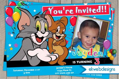 Tom And Jerry Birthday Invitations - Drevio : Free And Printable Custom ...