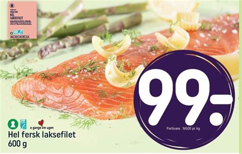 Hel Fersk Laksefilet 600 G Tilbud Hos Rema 1000