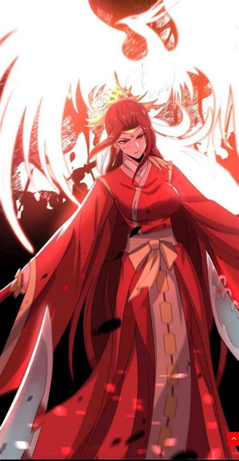 An Anime Character With Long Red Hair And Wings On Her Head Standing