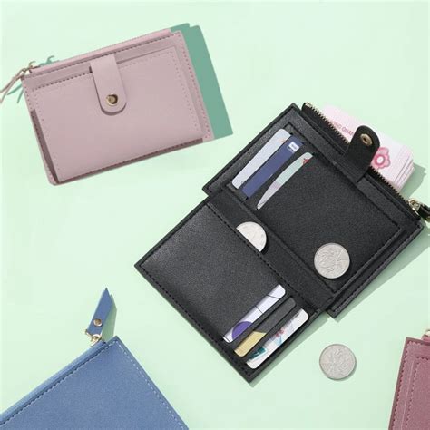 Cartera Corta De Cuero Pu Para Mujer Monedero Peque O Simple Bolso De