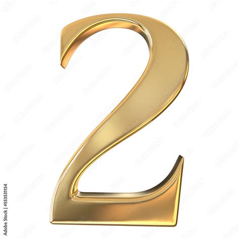 3d golden font number 2 Stock Illustration | Adobe Stock